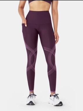 Fanka Body Sculpt Leggings, full length, side pocket, 2 tone midnight/plum, 2XL